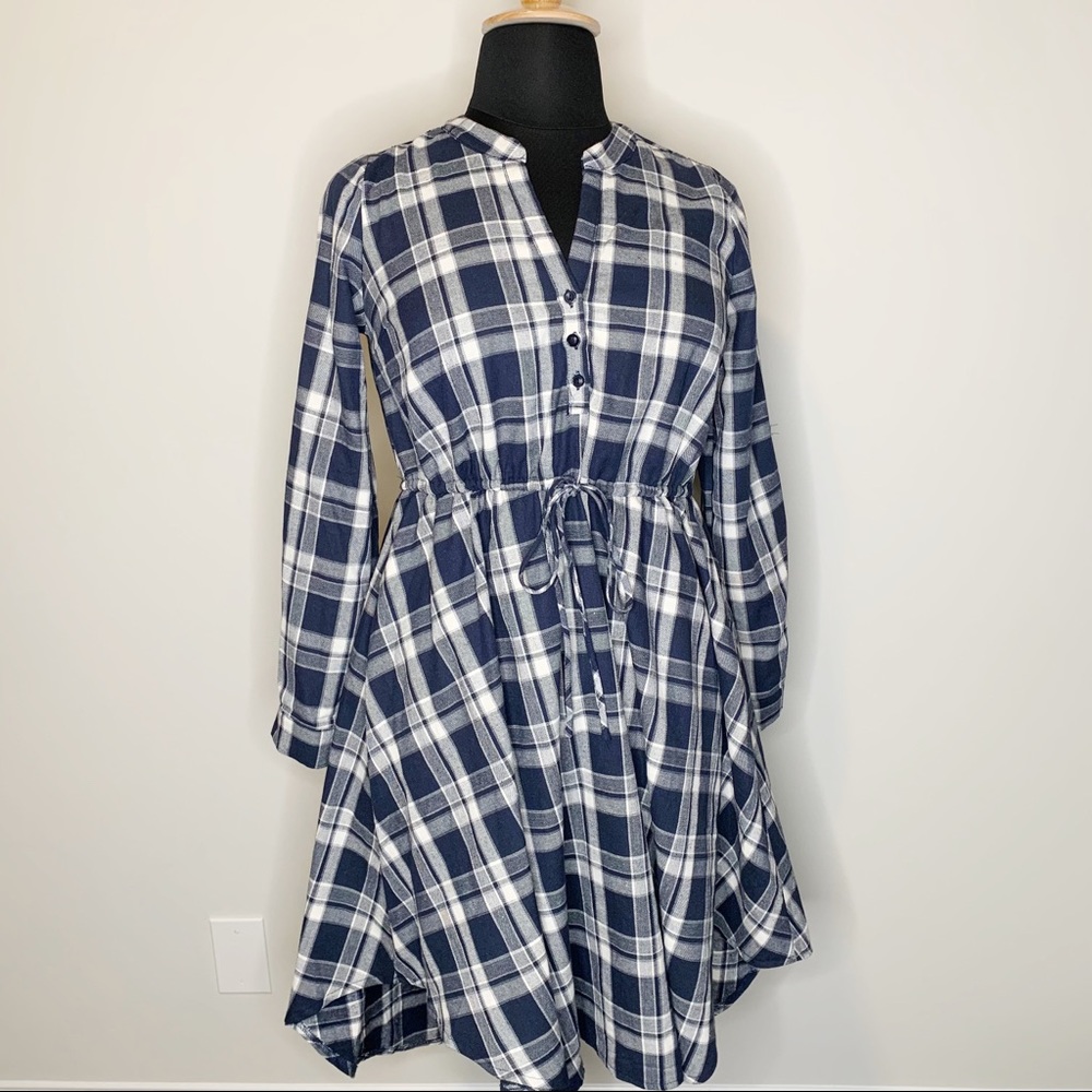 Jessy B Mod Cloth Blue & White Plaid Dress Size L